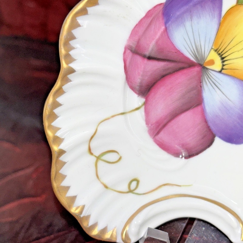 Anna Weatherley Handpainted Dragonfly Pansy Leaf Insect Accent Trinket Dish RARE - Picture 8 of 11